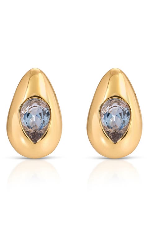 Glowing Teardrop Cubic Zirconia Stud Earrings