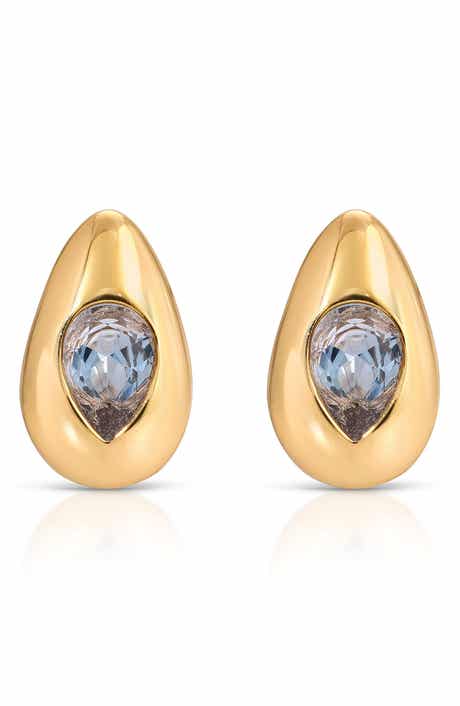 Ettika Glowing Teardrop Cubic Zirconia Stud Earrings