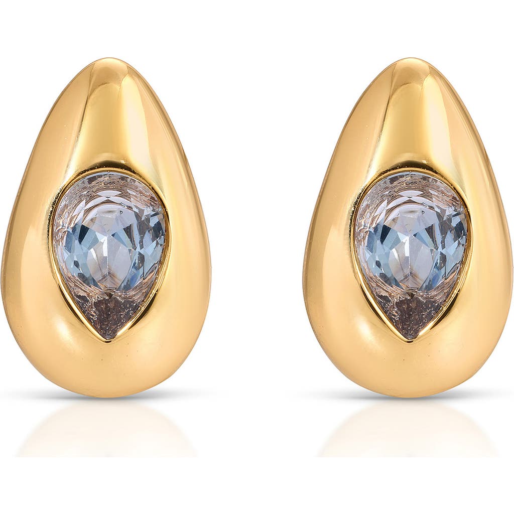 Ettika Glowing Teardrop Cubic Zirconia Stud Earrings In Blue
