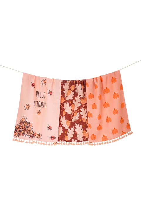 Hello October Autumn Set of 3 Kitchen Towels