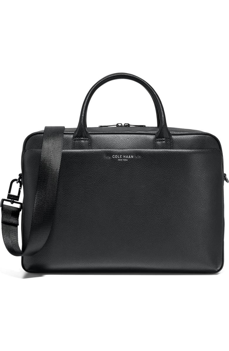 Cole Haan Belmont Leather Briefcase, Alternate, color, Black