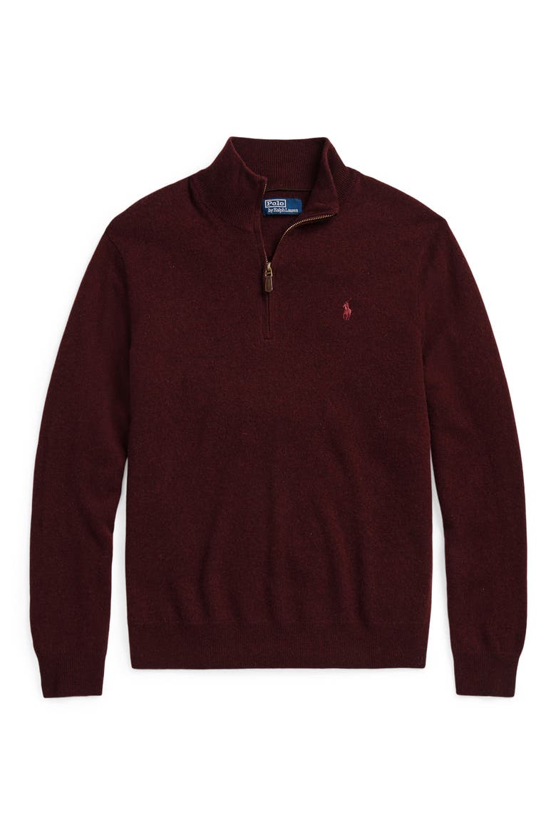 Regular Fit Wool Quarter Zip Sweater, Alternate, color, AGED WINE HEATHER