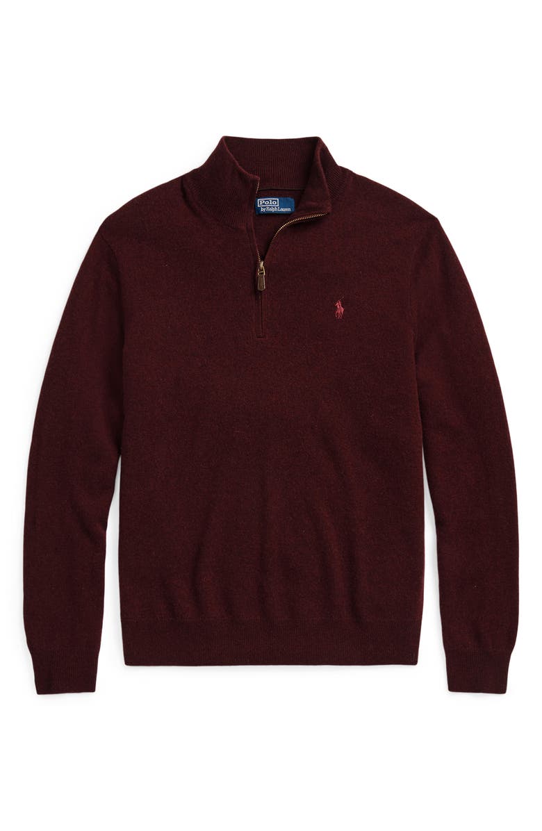 Polo Ralph Lauren Regular Fit Wool Quarter Zip Sweater, Alternate, color, Aged Wine Heather