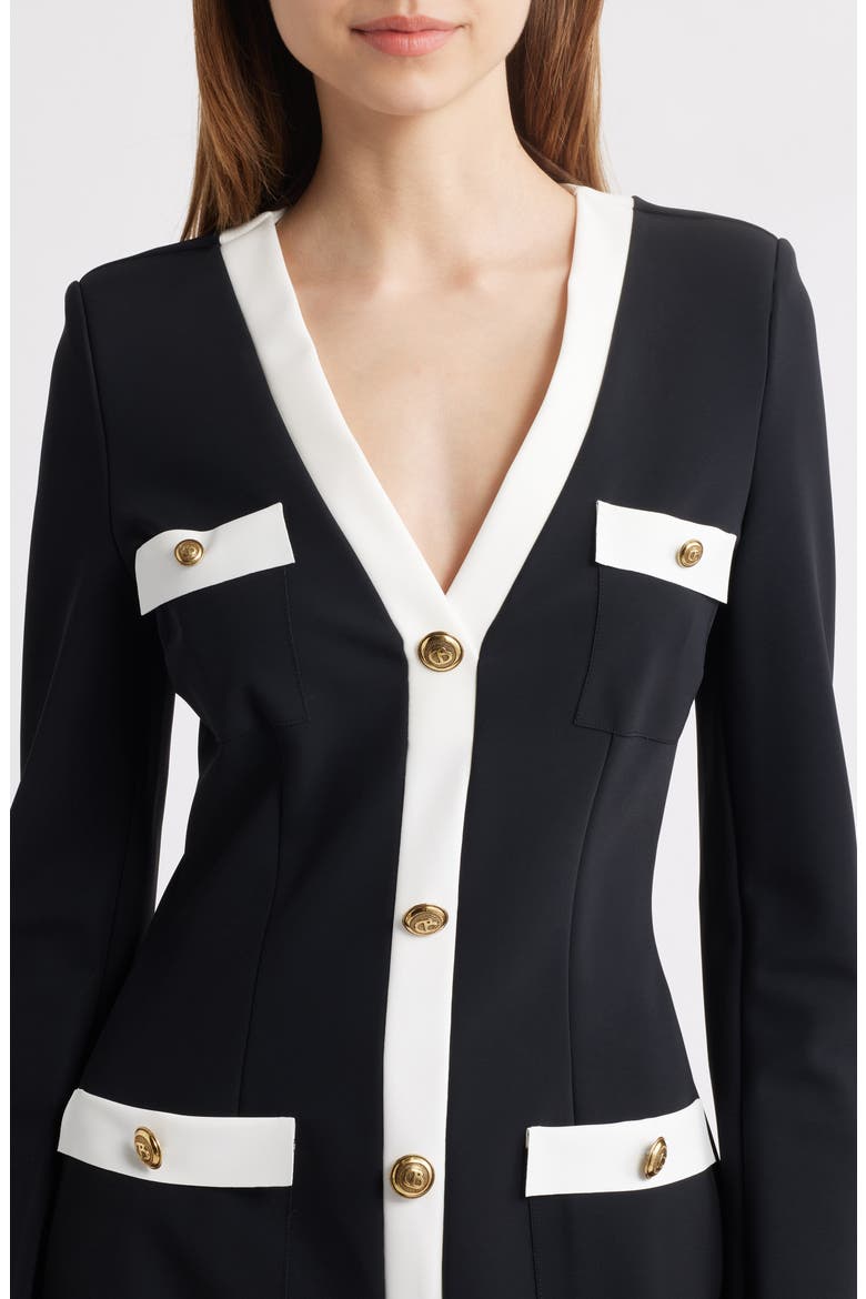 Toluke Bicolor Long Sleeve Minidress, Alternate, color, BLACK + WHITE