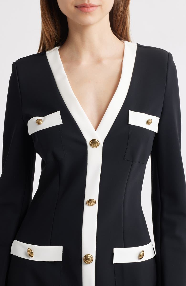 Chiara Boni La Petite Robe Toluke Bicolor Long Sleeve Minidress, Alternate, color, Black + White