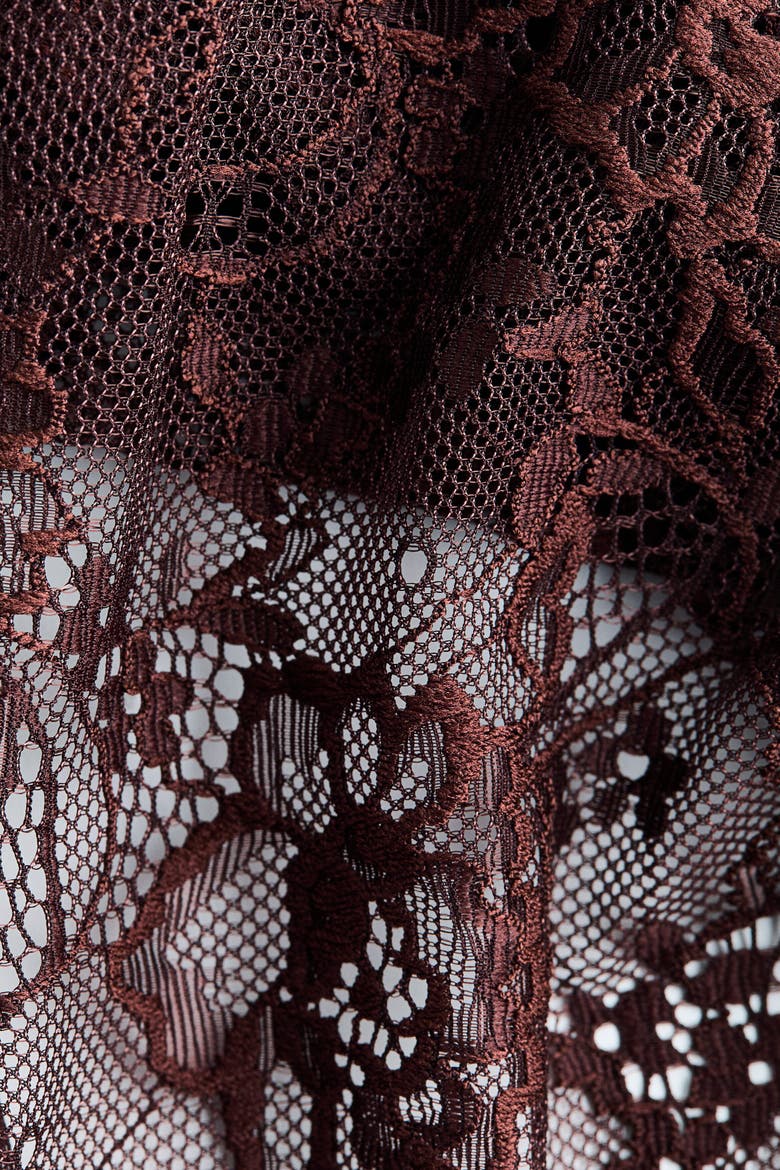 Square-neck Lace Dress, Alternate, color, Dark brown