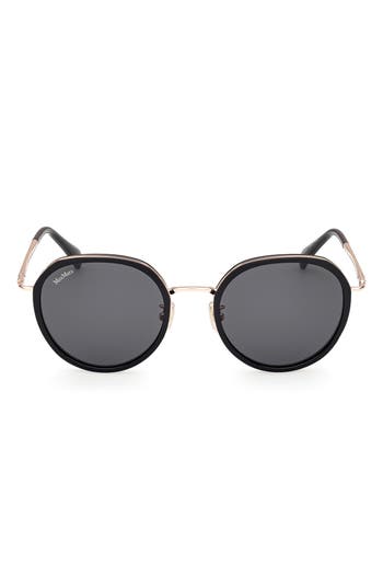 Max Mara 54mm Round Sunglasses In Black
