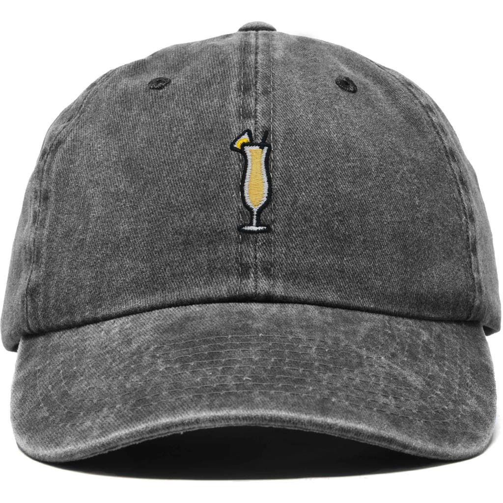 Dalix Pina Colada Embroidered Dad Cap In Washed Black