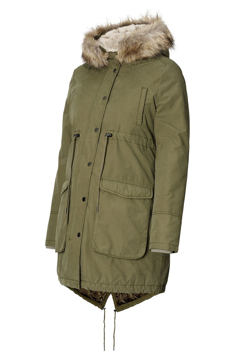 Noppies Malin Maternity Jacket with Faux Fur Trim, Alternate, color,