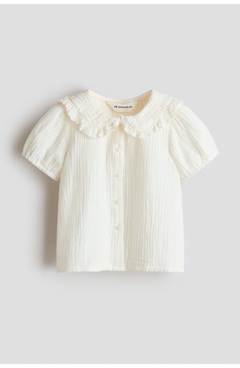 H&M Cotton Muslin Blouse, Main, color, Cream