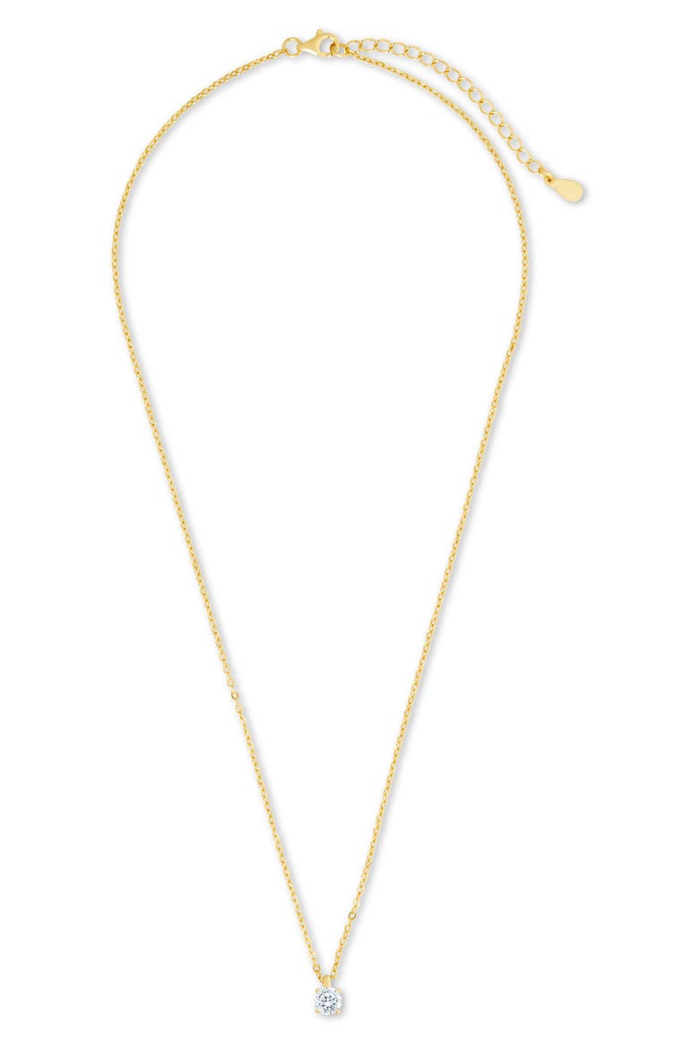 Round Cubic Zirconia Pendant Necklace, Alternate, color, GOLD