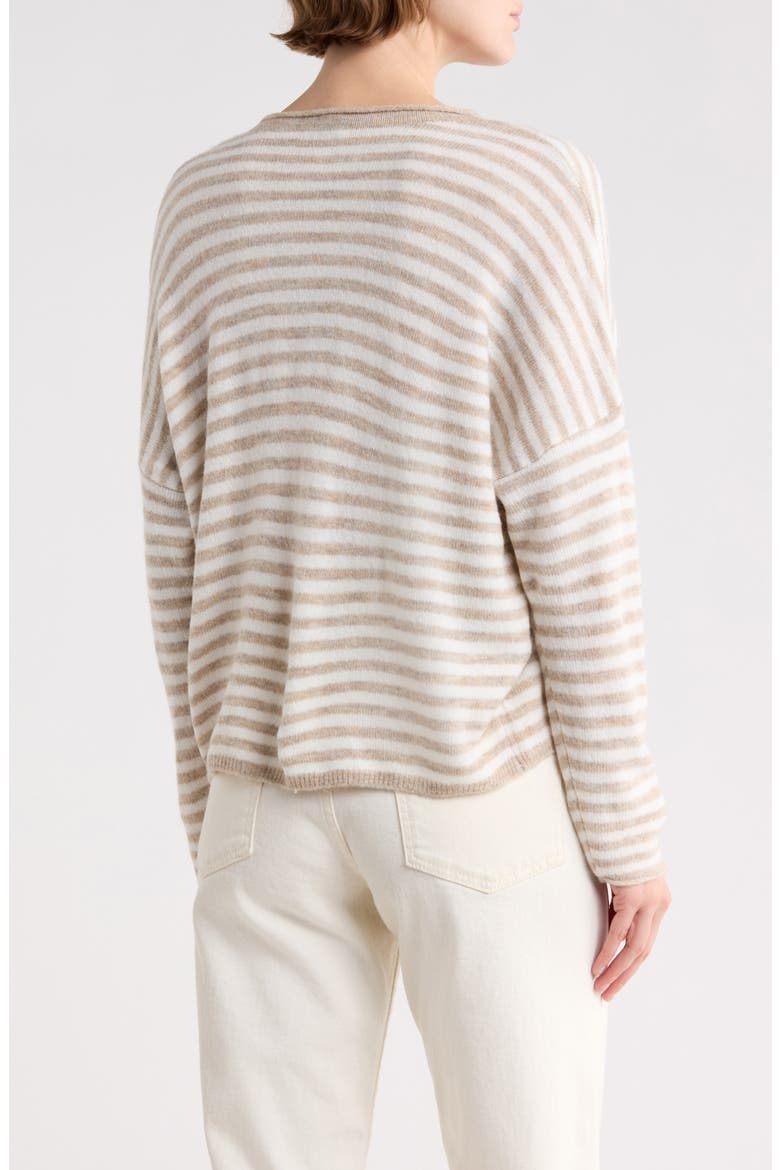 Stripe Cardigan, Alternate, color, OATMEAL/ NEW IVORY-110
