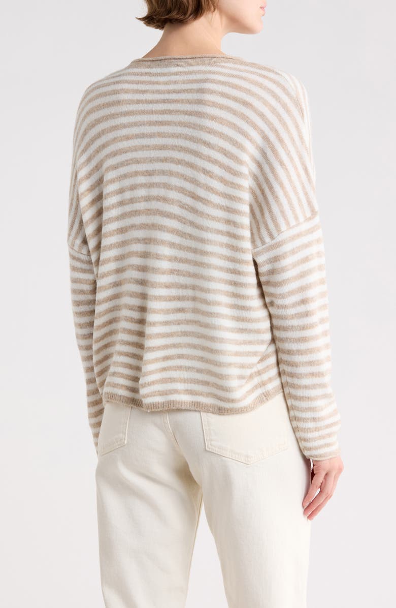 CeCe Stripe Cardigan, Alternate, color, Oatmeal/ New Ivory-110
