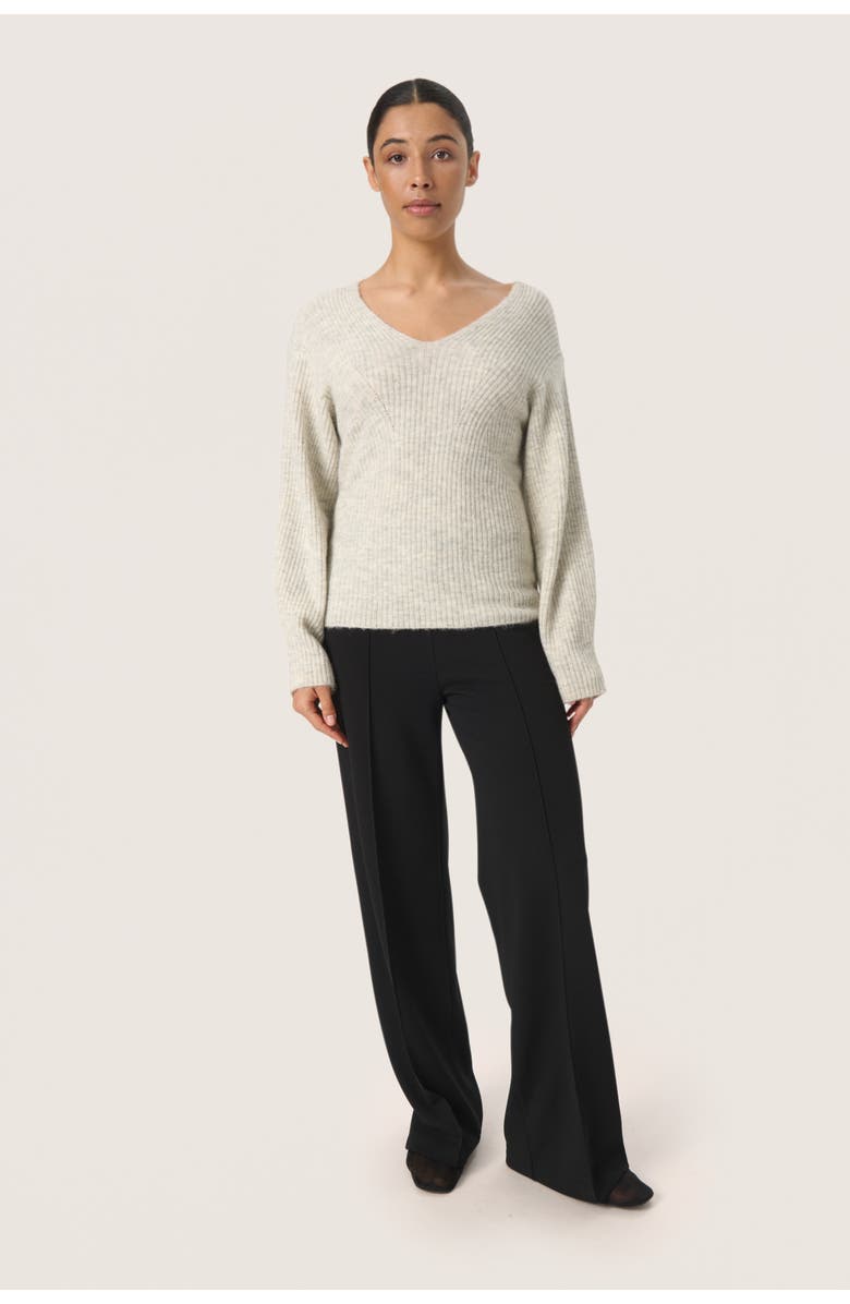 Soaked in Luxury Slrakel V-Neck Rib Knit Pullover, Alternate, color, White Grey Melange