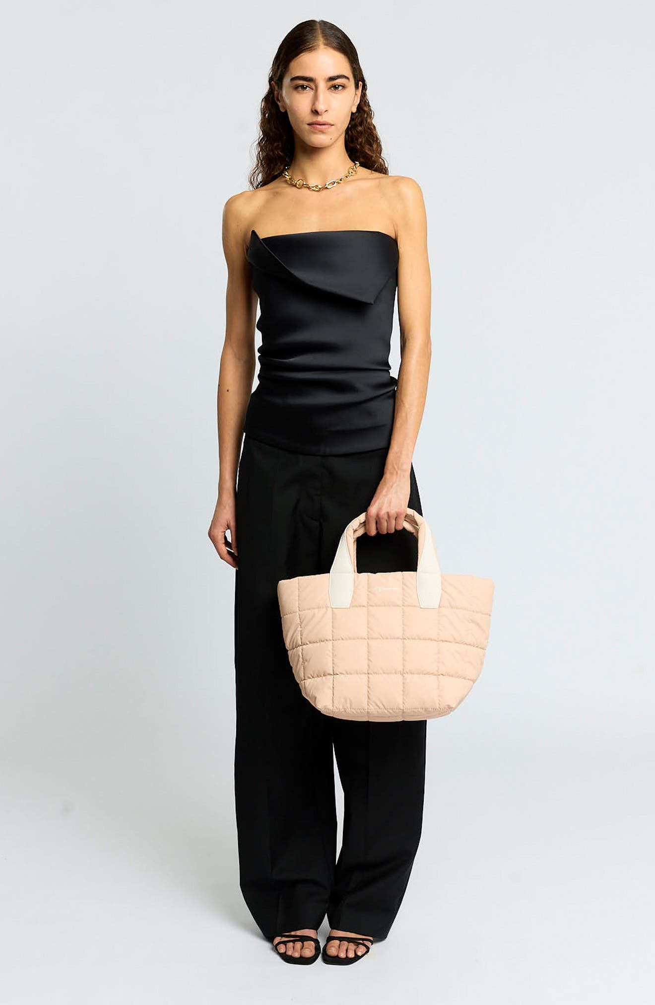 VeeCollective Small Porter Quilted Recycled Nylon Tote, Alternate, color, Cameo Rose Pnk