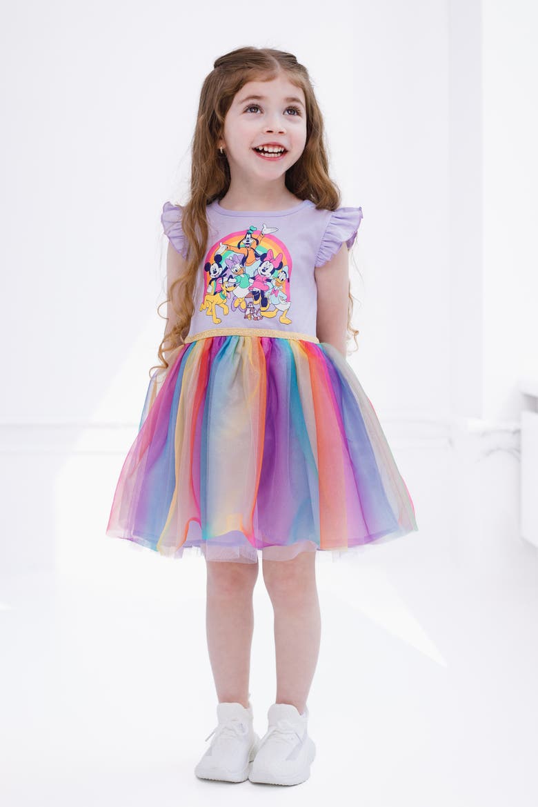 Mickey Mouse & Friends Flutter Sleeve Tulle Tutu Dress, Alternate, color, Purple Mickey Friends