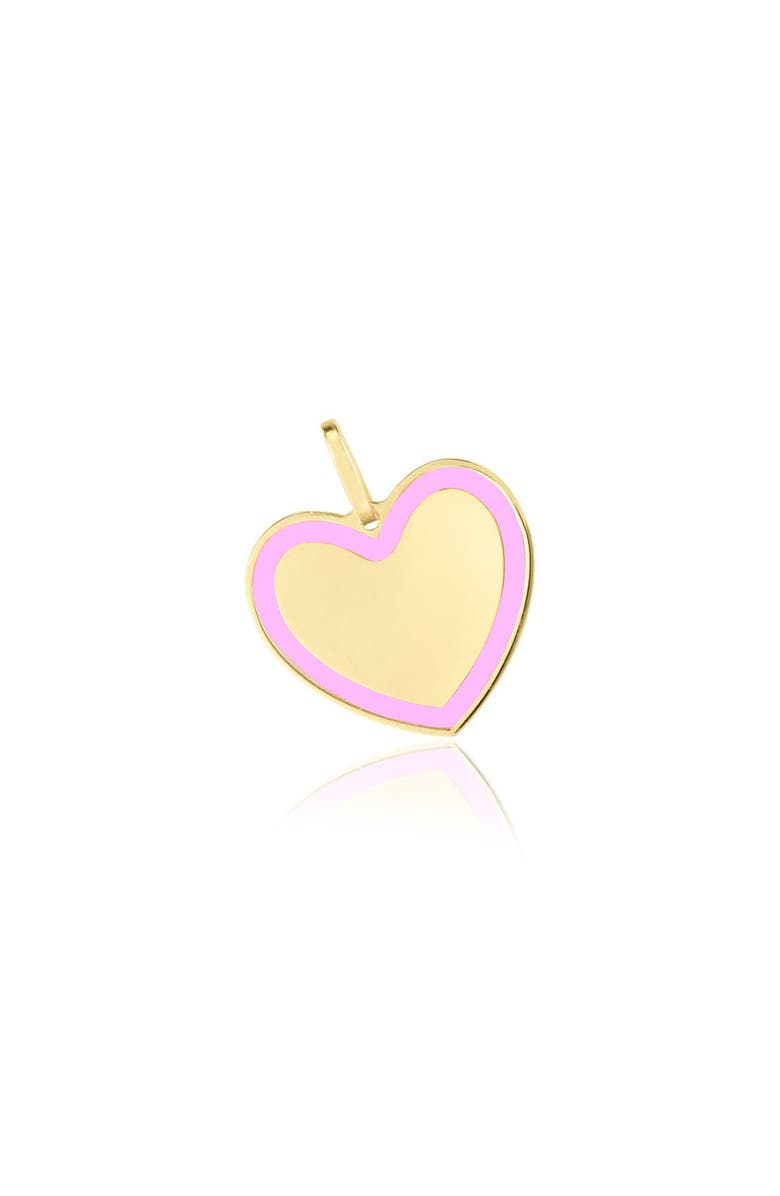 The Lovery Fine Jewelry Pink Enamel Golden Heart Charm, Main, color, Pink
