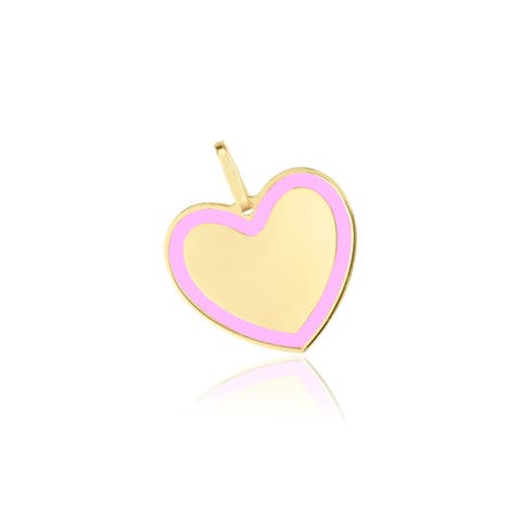 Pink Enamel Golden Heart Charm
