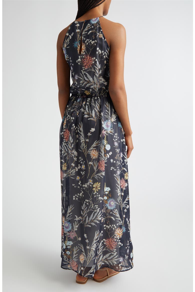 Floral Silk Chiffon Maxi Dress, Alternate, color, BLUE