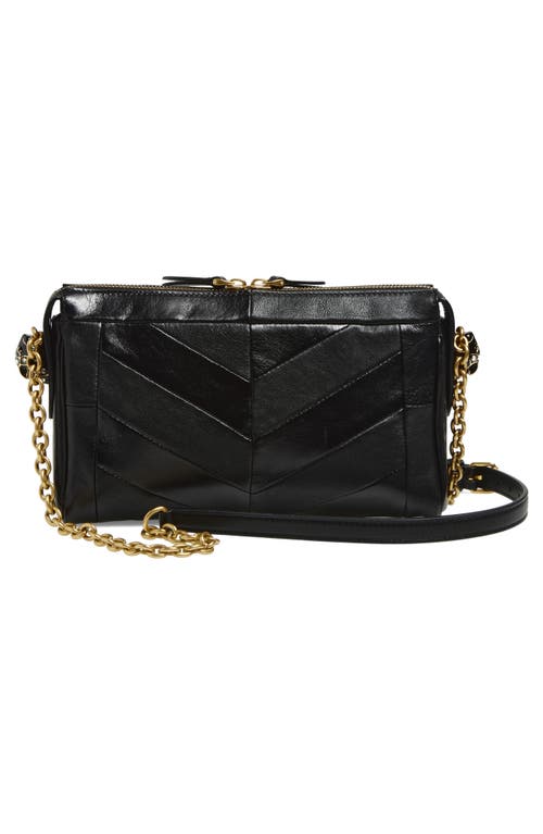 Valentino Garavani Small Panthea Chevron Patchwork Leather Shoulder Bag In Black