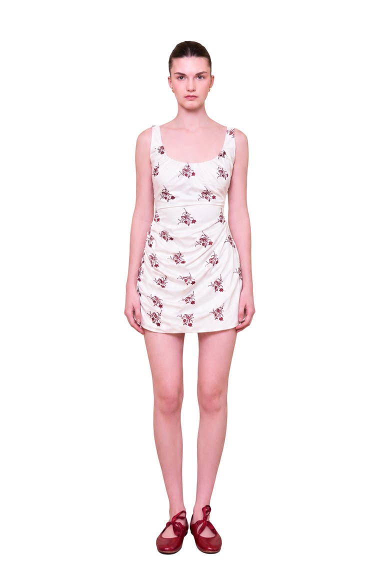 The Broderie Anglaise Edit Asymmetric Embroidered Mini Dress, Alternate, color, white