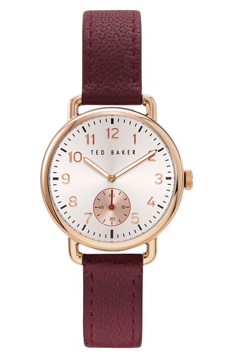 London Hannahh Sub-Eye Leather Strap Watch, 34mm