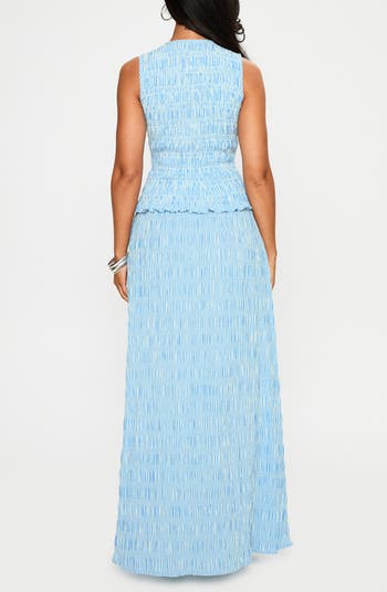 Songbird Shirred Stripe Cotton Blend Maxi Dress