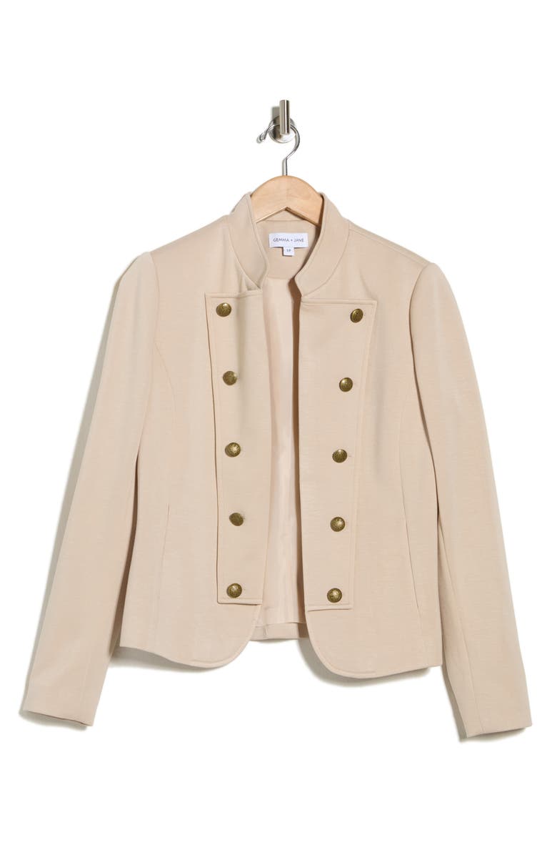 Gemma + Jane Military Band Jacket, Alternate, color, Khaki