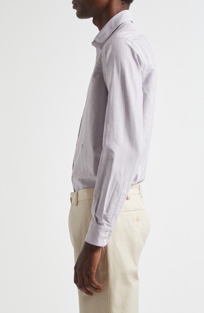 Massimo Alba Canary Stripe Cotton Button-Up Shirt, Alternate, color, Ruggine