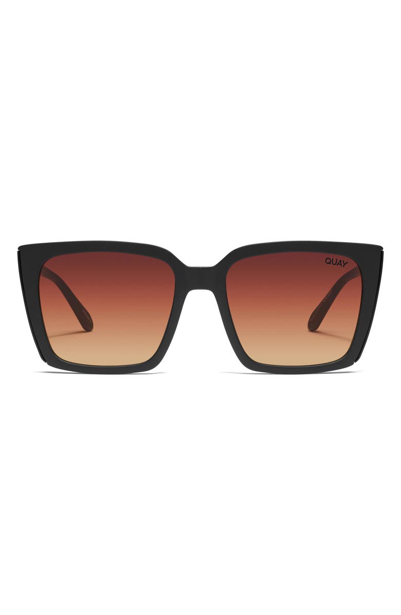 QUAY Front Cover 56mm Square Sunglasses, Main, color, Matte Black/ Brown Yellow