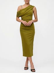 RACHEL Rachel Roy Julez Asymmetrical Drape Midi Dress