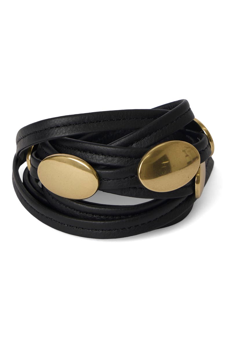 Myra Leather Wrap Belt, Alternate, color, BLACK BRASS