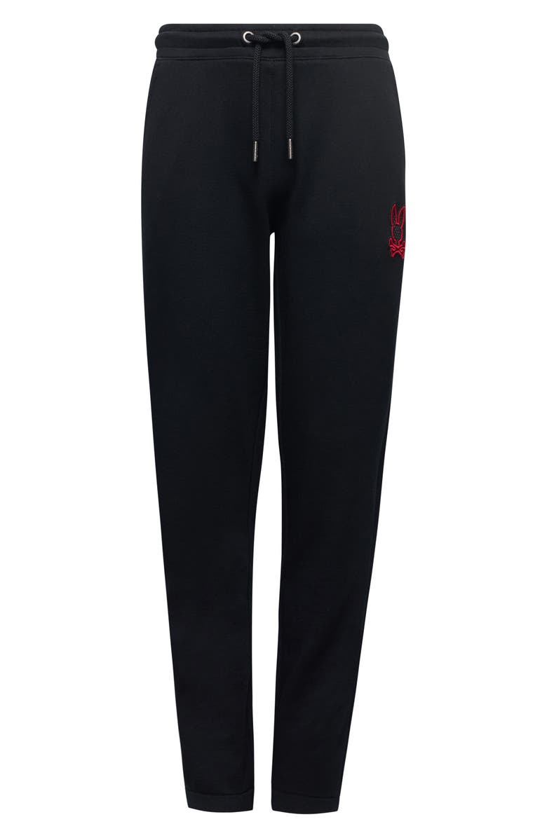 Psycho Bunny Kids' Sayer Embroidered Appliqué Cotton Sweatpants, Main, color, Black