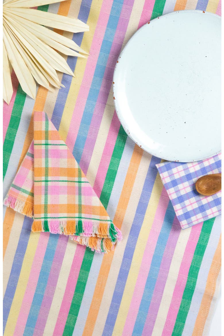 Handwoven Colorful Striped Cotton Table Runner, Alternate, color, Multicolor