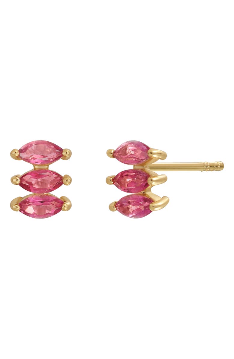 Bony Levy 14K Gold Marquise Pink Topaz Stud Earrings, Main, color, 