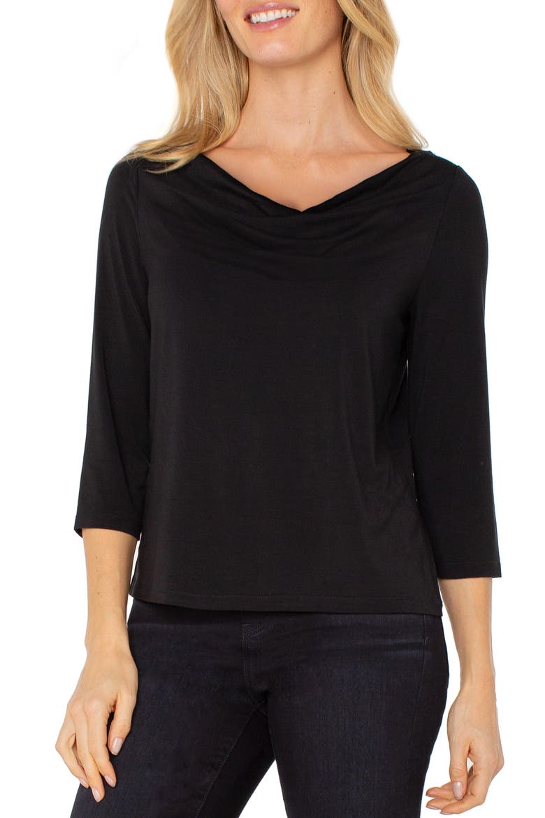 Cowl Neck Jersey Top, Main, color, BLACK