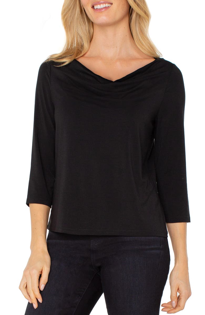 Liverpool Los Angeles Cowl Neck Jersey Top, Main, color, Black