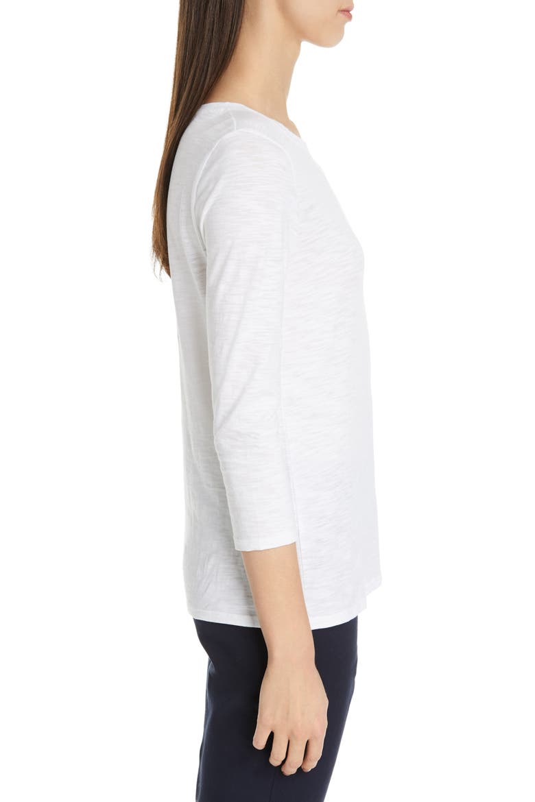 Scoop Neck Cotton Blend Tee, Alternate, color, WHITE