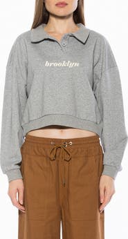 Alexia Admor Kario Crop Polo Sweatshirt