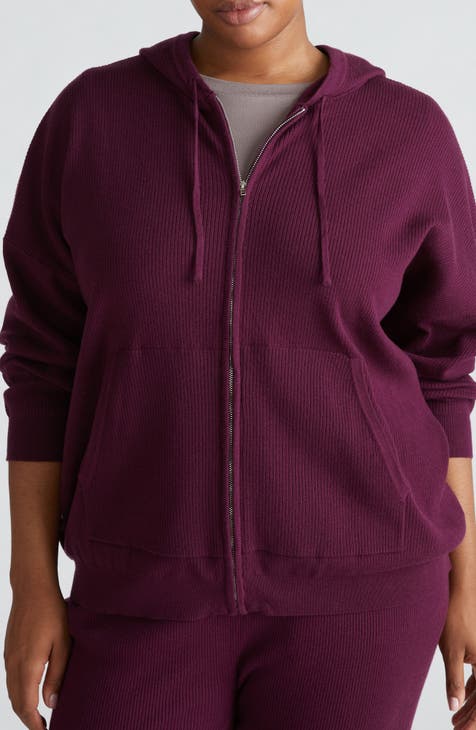 Burgundy zip up hoodie womens sale