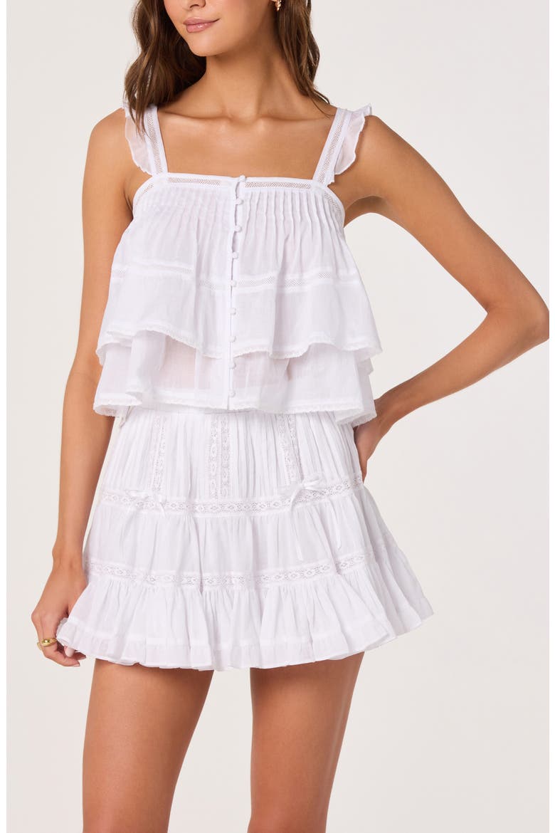 Delia Lace Trim Miniskirt, Alternate, color, WHITE