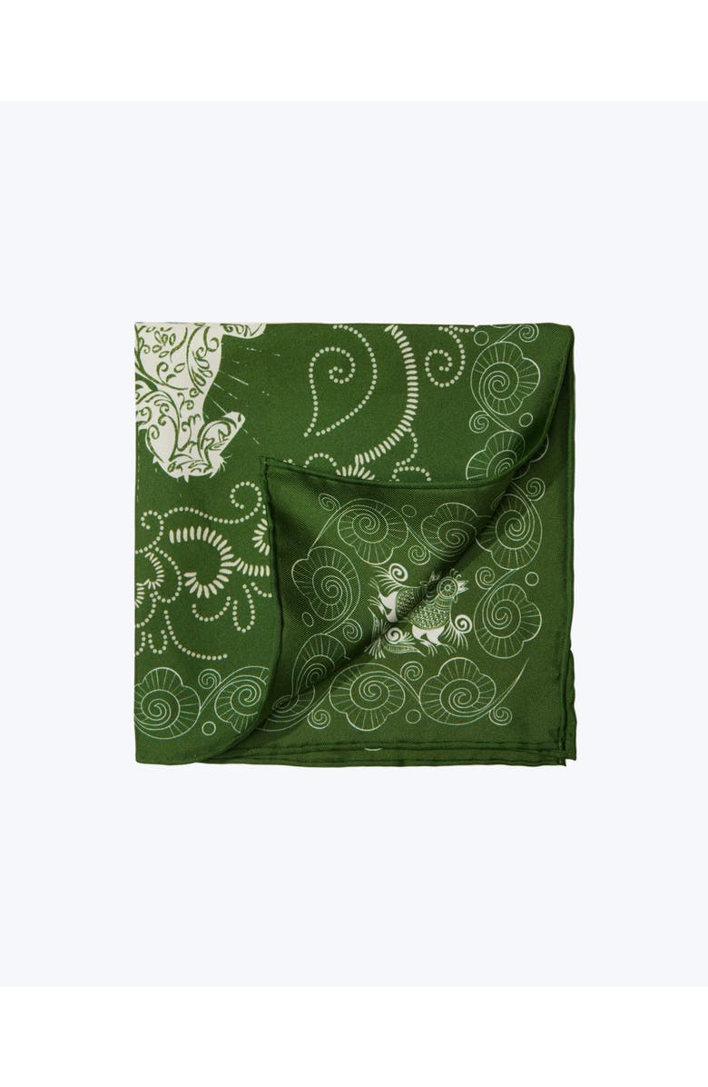 Knottery & Co Equestrian Dreams Silk Pocket Square, Alternate, color, Green