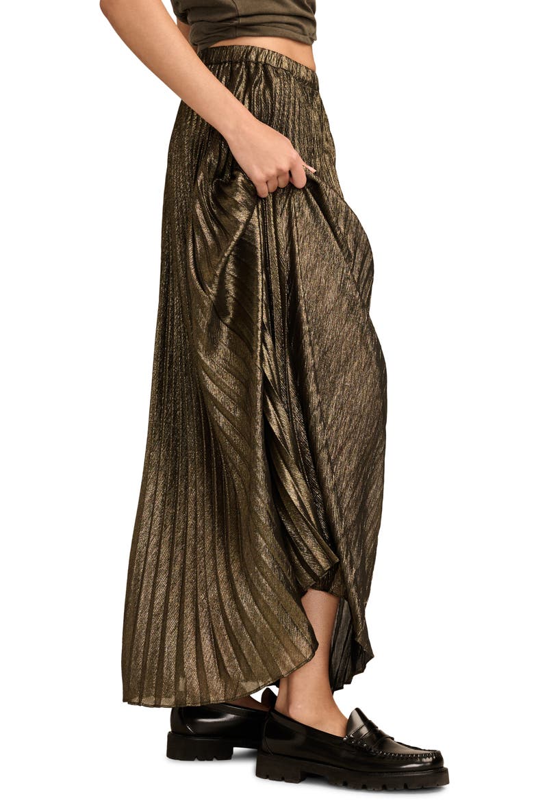 Metallic Pleated Maxi Skirt, Alternate, color, GOLD