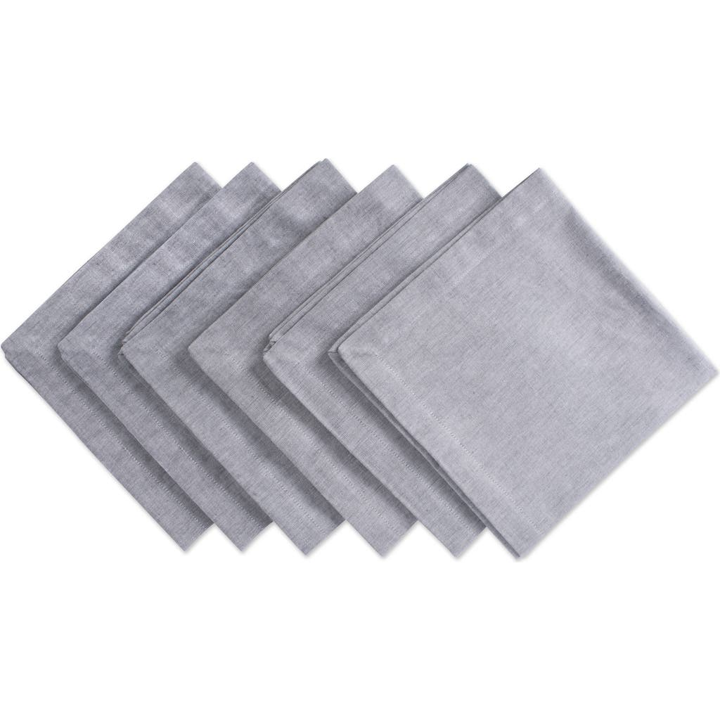 Dii Solid Chambray Napkin Set/6 In Gray