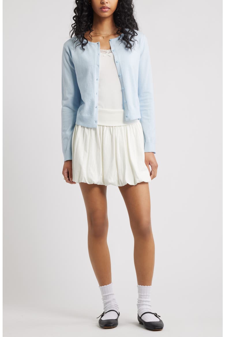Crewneck Cotton Blend Cardigan, Alternate, color, BLUE SKYRIDE