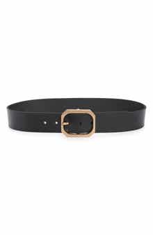 AllSaints Hexagon Buckle Leather Belt