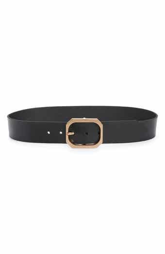 AllSaints Hexagon Buckle Leather Belt