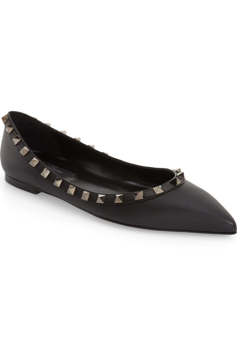 Valentino Garavani Rockstud Pointed Toe Flat, Alternate, color,