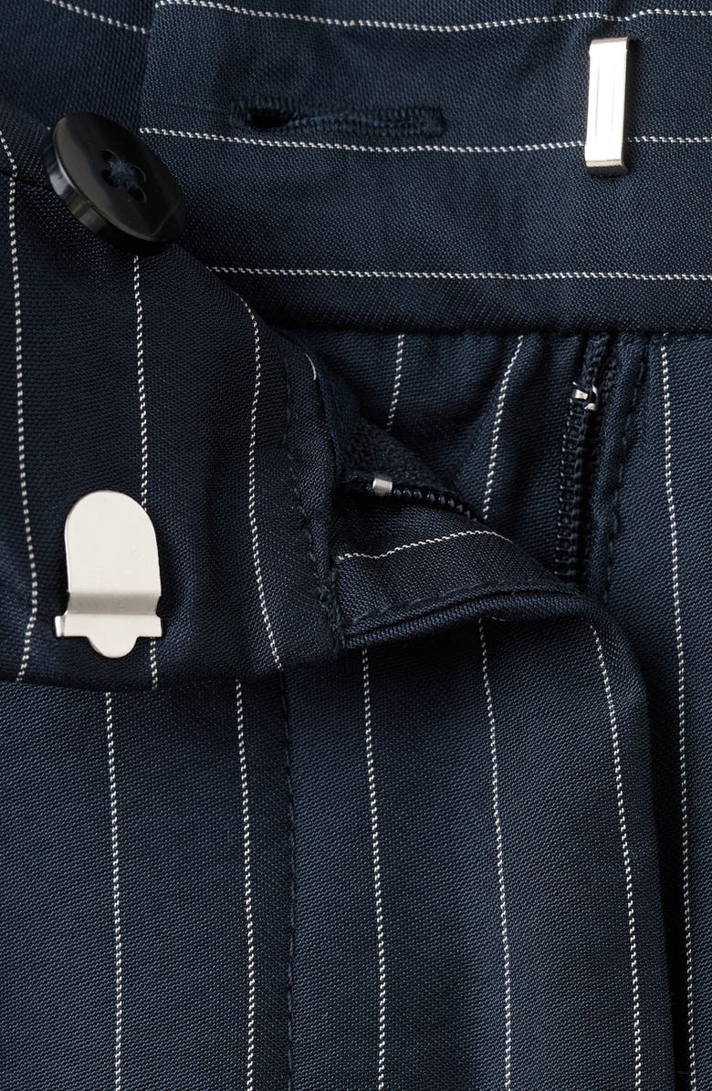 MANGO Pinstripe Wide Leg Pants, Alternate, color, Navy