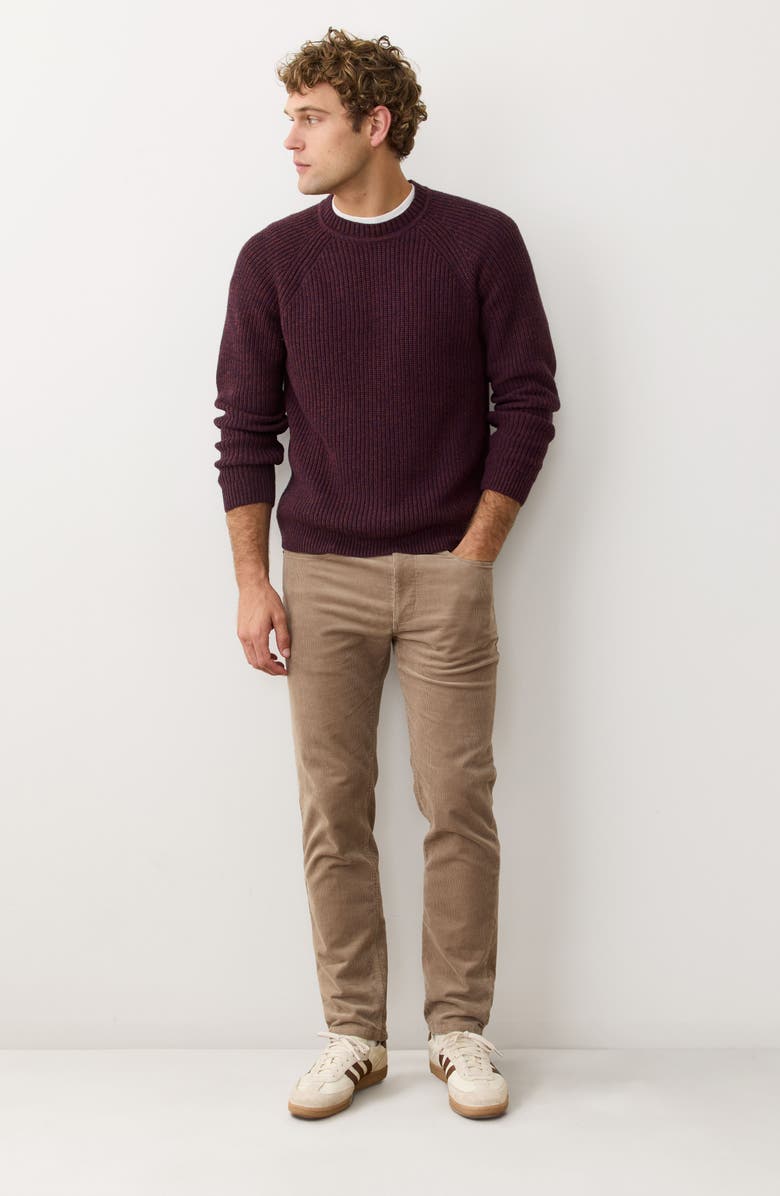 Marine Layer Inverness Rib Crewneck Sweater, Alternate, color, Sangria/ Veneer